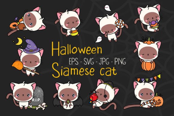 Adorable Spooky: Funny Halloween Cat Illustrations for Designers