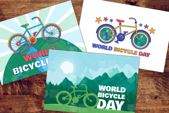 Celebrate June 3: The World Bicycle Day Illustrations Set