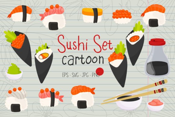 Collection of Cute Sushi Illustrations: A Feast for Your Design Projects