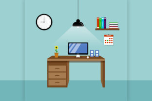 Computer Desk Vector Illustrations: A Clean Asset for Creators