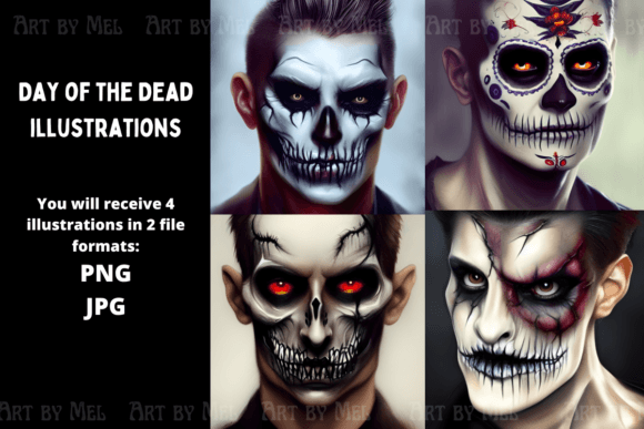 Day of the Dead Male Illustrations: Bold Design Assets