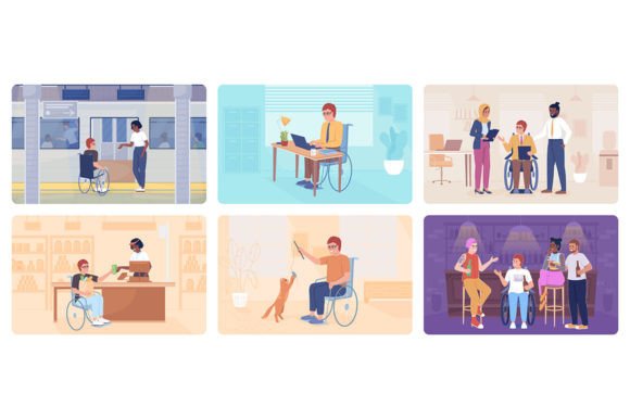 Disabled Person Lifestyle Illustrations for Inclusive Design