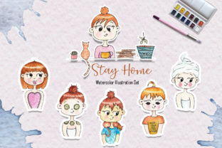 Watercolor Stay Home Girl Illustrations: Your Cozy Creative Toolkit